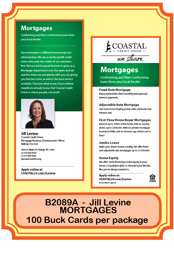 Mortgage Buck Card - MORTGAGES - Jill Levine **<b>Order By: Pack of 100 cards</b>